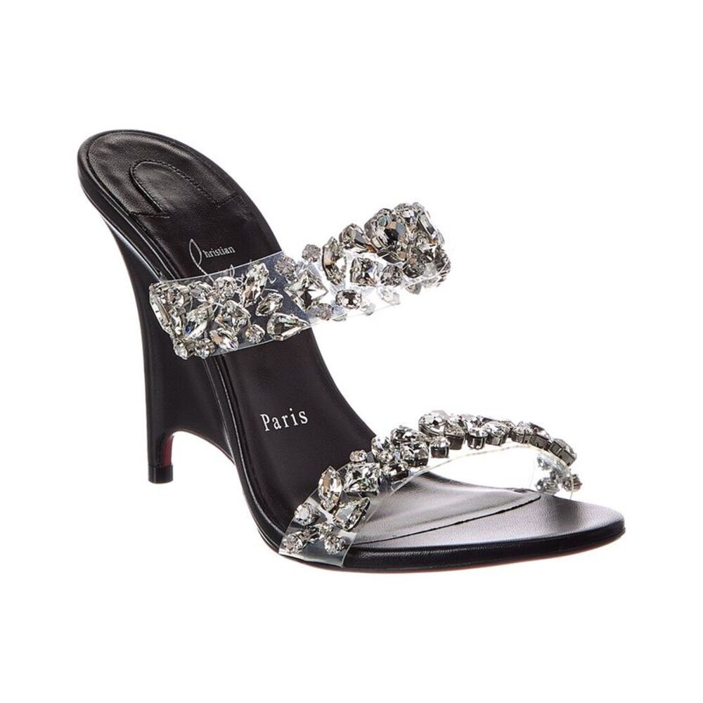 Christian Louboutin Solo Zee 100 Vinyl & Leather Sandal, Black